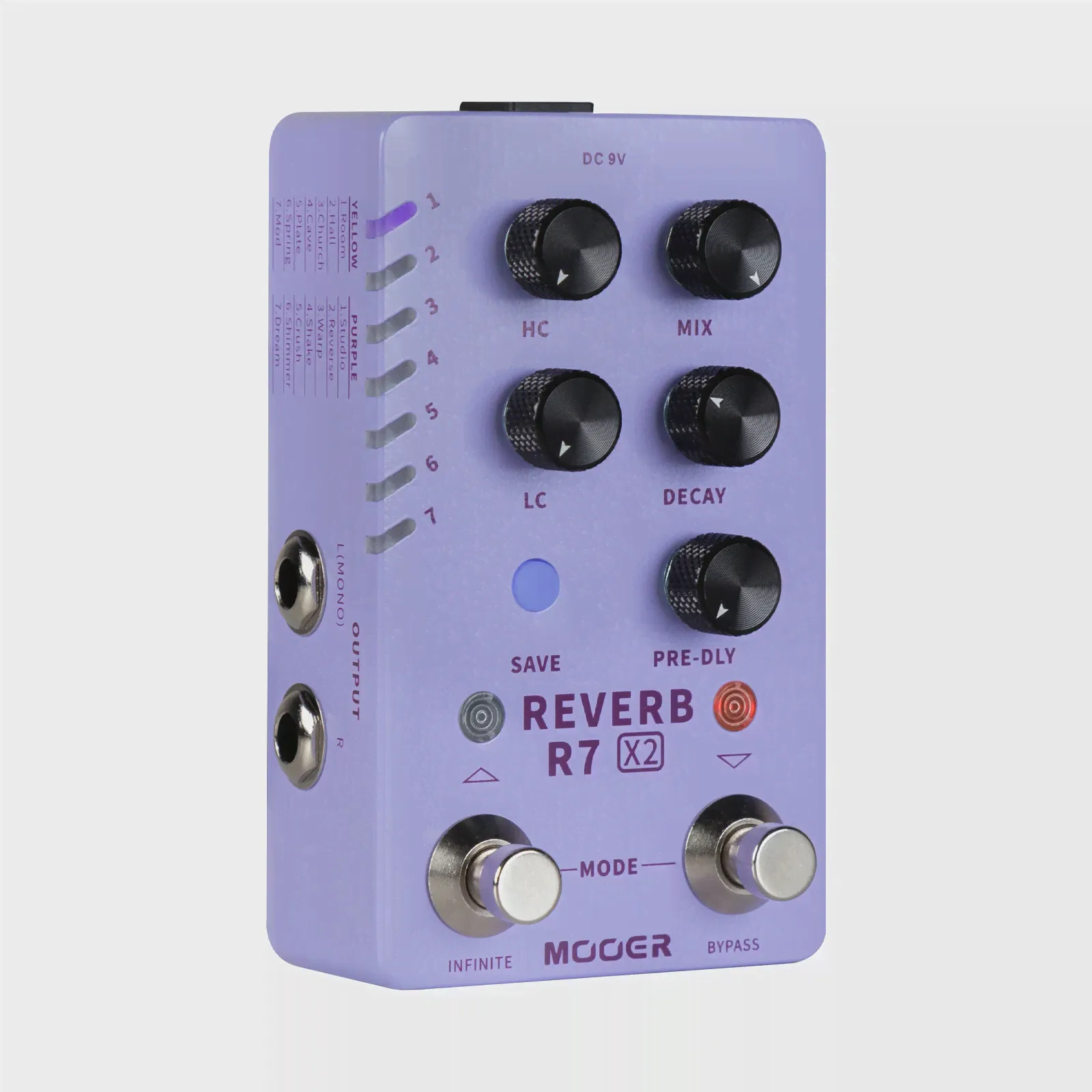 MOOER R7 X2 ревербераторная гитарная педаль эффекты стерео бесконечная функция реверсивная гитарная педаль 14 встроенные различные реверберационные эффекты (art.: 3920c10fd7b0f)-3